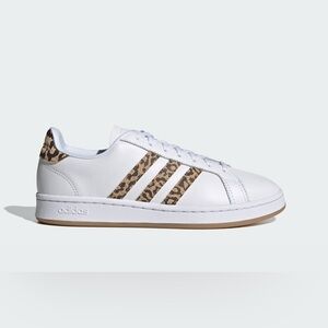 Adidas Lifestyle Grand Court White Cheetah Casual Sneaker Shoes Women’s 8 Y2K